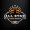 All star basketball, sports logo, emblem on a dark background. Vector illustration.