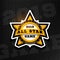 All star game. Sport emblem, logo, in the shape of a star on a dark background.