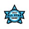 All star game. Sport emblem, logo, in the shape of a star. Vector illustration.