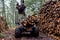 all-terrain forestry forwarder for handling and transporting tree trunks in the forest