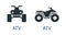 All-terrain vehicle Quad bike atv icon  front view off-road motorcycles set vector sign