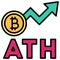 All time high icon, Bitcoin related vector illustration