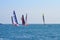 All Of The Volvo Ocean Racing Fleet Are Together As They Round A Marker Buoy