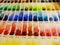 All watercolor palette with a samples and numbers of paint on paper