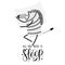 All you need is sleep lettering. Cartoon happy sleeping zebra. Funny character in animalistic print. Handwritten