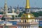 Allegorical statues on the roof of Admiralty in Saint Petersburg