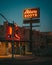 Allens Boots vintage sign at night, Austin, Texas