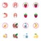 Allergen food collection, flat icons set