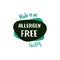 Allergen free facility product label, healthy food