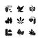 Allergens and allergy causes black glyph icons set on white space