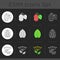 Allergens and allergy causes dark theme icons set