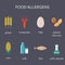 Allergens food icon set. Allergen meal design template. Colorful vector illustration