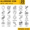 Allergens line icons set. Allergens icon set with line style. Editable stroke