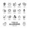 Allergens Signs Black Thin Line Icon Set. Vector