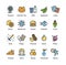 Allergens Signs Color Thin Line Icon Set. Vector