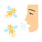 Allergies to insect stings flat design long shadow color icon