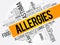 Allergies word cloud collage, health concept background