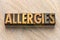 Allergies word in letterpress type