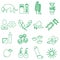 Allergy and allergens green outline icons set eps10