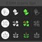 Allergy cause dark theme icons set