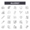 Allergy line icons, signs, vector set, outline illustration concept