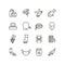 Allergy and rhinitis symptoms line icons. Allergic and allergen outline vector medicine symbols isolated