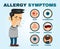 Allergy symptoms problem infographic. Vector