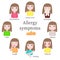 Allergy symptoms, vector flat style design isolated illustration