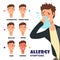 Allergy symptoms vector illustration - cartoon medical infographic