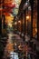 The alley of autumn lights