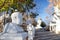 Alley of busts of famous Greeks in the temple complex