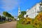 Alley on the embankment of the Kryukov canal and the belfry of S