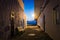 Alley in fishermen village in Fuerteventura at dusk