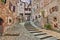 Alley in the medieval village Anghiari, Arezzo, Tuscany, Italy