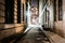 An alley at night, in Boston, Massachusetts.