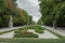 Alley with sculptures in Buen Retiro Park in Madrid, Spain