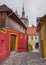 Alley in Sighisoara, Romania.