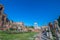 Alley of the Vestals with statues in the Roman Forum, Rome, Ital