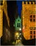 Alleys and narrow passages of  Bruges, Belgium at night