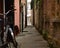 Alleys and streets among the colorful houses of the seaside village of Caorle