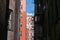 Alleyway with Old Residential Buildings and Skyscrapers in Morningside Heights of New York City