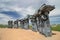 Alliance, Nebraska/USA - May 8th 2018: The tourist attraction known as `Carhenge` is seen on a sunny day.