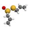 Allicin garlic molecule. 3D rendering.  Formed from alliin by the enzyme alliinase. Believed to have a number of positive health