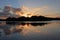 Alligator in Paurotus Pond in Everglades National Park, Florida, at sunset