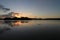 Alligator in Paurotus Pond in Everglades National Park, Florida, at sunset