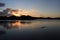 Alligator in Paurotus Pond in Everglades National Park, Florida, at sunset