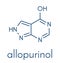Allopurinol gout drug molecule. Skeletal formula.