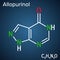 Allopurinol molecule. Drug is xanthine oxidase inhibitor, used to decrease high blood uric acid levels. Structural