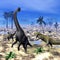 Allosaurus attacking brachiosaurus dinosaur - 3D