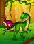 Allosaurus on the background of forest.